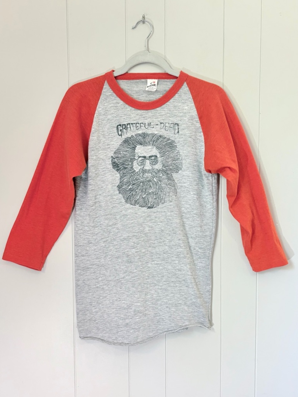 Vintage 70s Grateful Dead Jerry Garcia Raglan Shirt Gray Orange Authentic Sz M